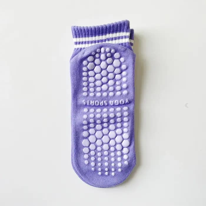 Chaussettes antidérapantes pour femmes, chaussettes de yoga Pilates avec double rayures, chaussettes antidérapantes pour l'entraînement, chaussettes de ballet et d'athlétisme