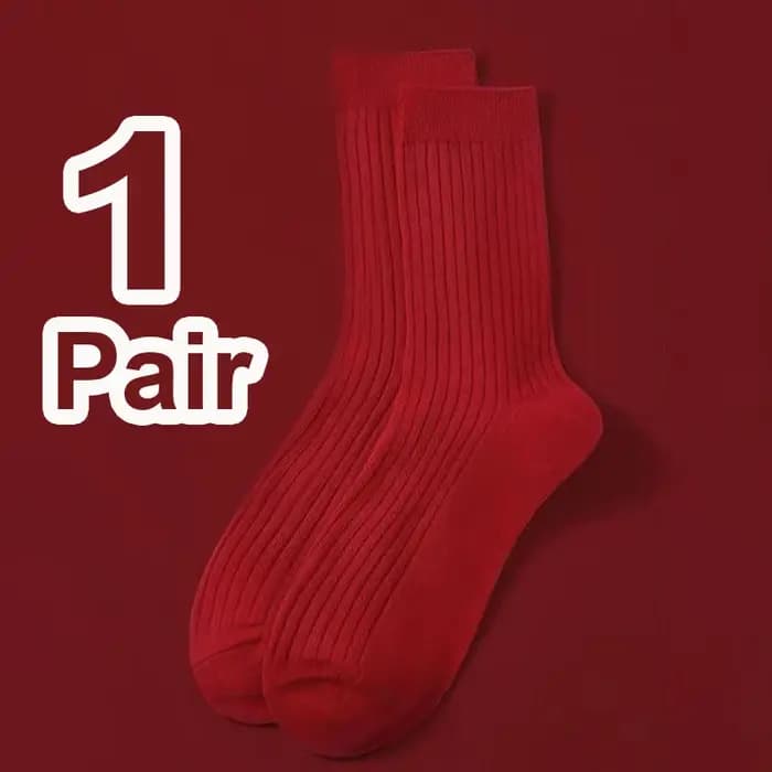 1 paire de chaussettes de vacances rouges unisexes