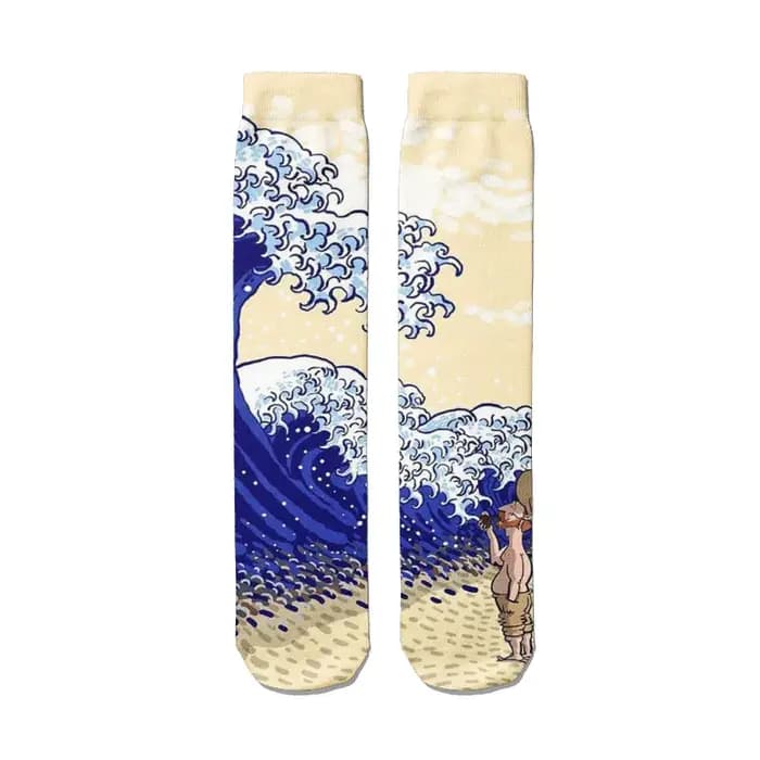 Nouveau dessin animé créatif Van Gogh coton chaussettes femme Kawaii printemps et automne