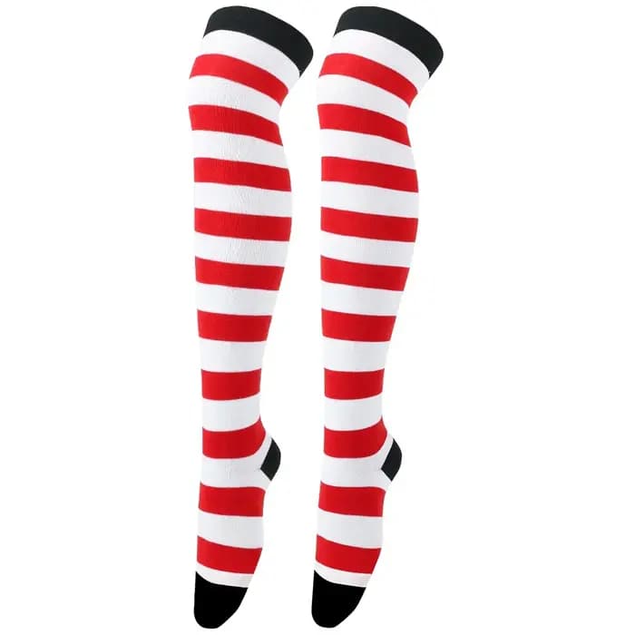 Cuisse haute chaussettes femmes rayé bas dames Kawaii drôle filles blanc longue au-dessus du genou chaussette Cosplay noël 2025 nouveau dans