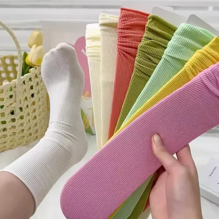 Femmes colorées en vrac sans boulochage chaussettes tricot côtes glace mince printemps été femme