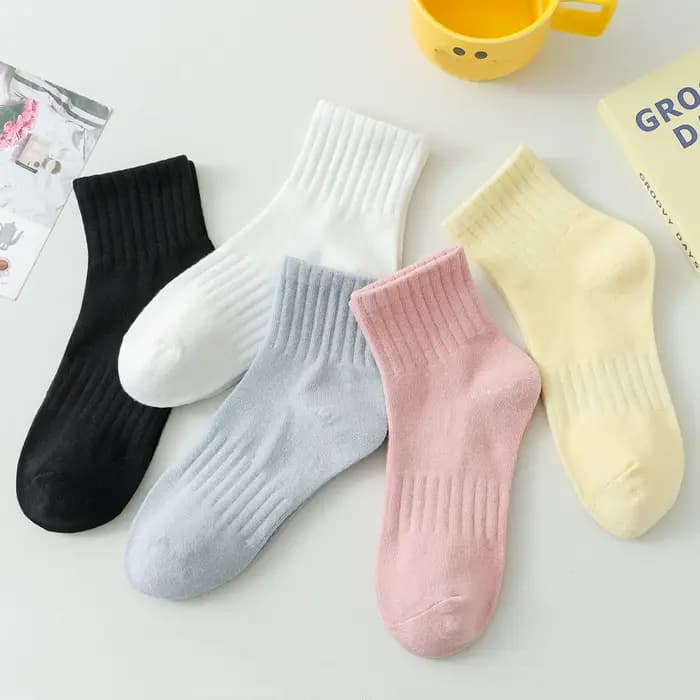 5 paires/lot coton chaussette femmes nouveau frais couleur unie respirant décontracté