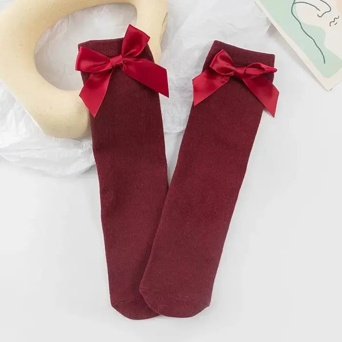 Fille chaussettes longue chaussette sur genou haut arc bébé hiver filles enfant en bas âge chaussures