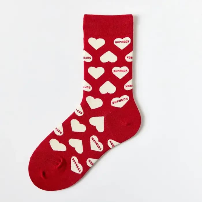 Nouvelles femmes chaussettes mignon amour avec coeur imprimé chaussette coton Harajuku Vintage heureux femme points