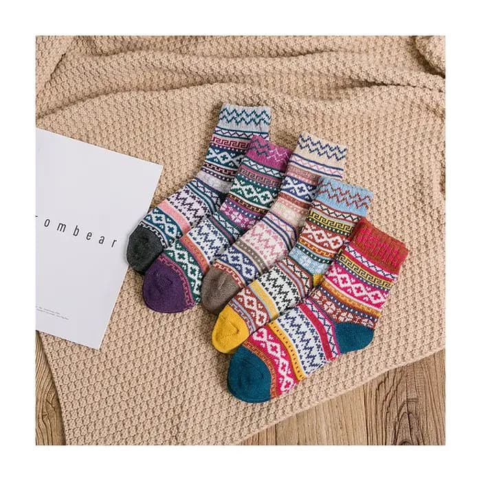 5 paires/lot nouvelles chaussettes en laine pour femmes couleur mixte mode