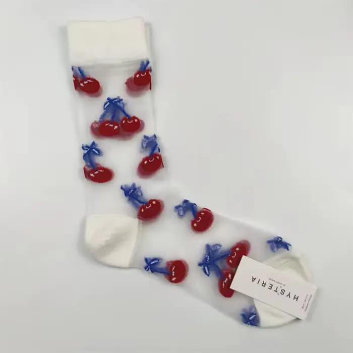 Chaussettes heureuses Chaussettes d'été en soie de verre colorée pour femmes, fines, mignonnes et