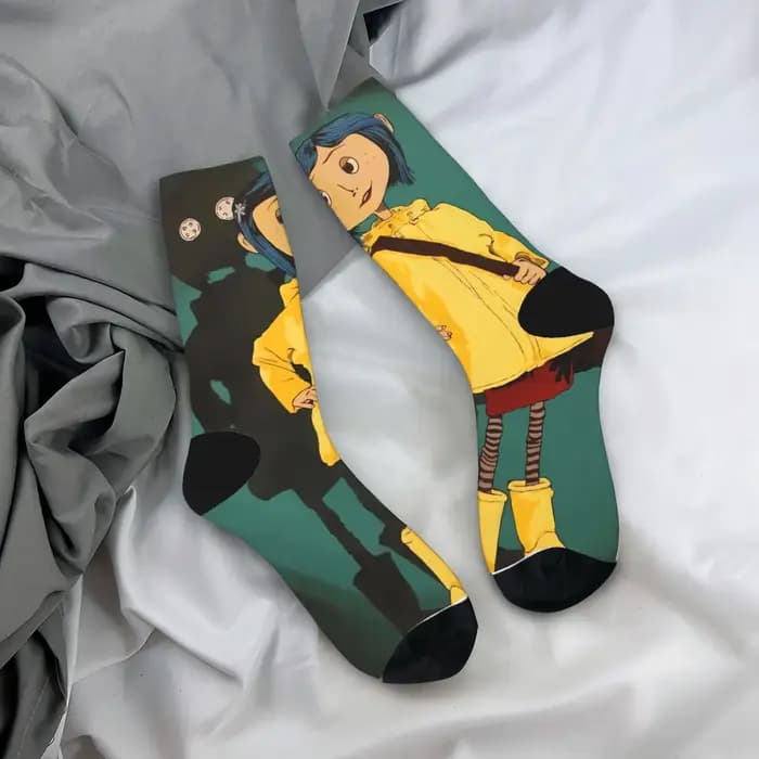 Coralines chaussettes horreur dessin animé drôle bas Couple doux extérieur chaussettes automne modèle anti-dérapant chaussettes