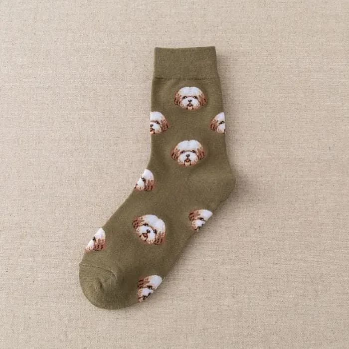 Mignon dessin animé chien moyen Tube chaussette femmes Ins créatif femme Sokken imprimé avec Shiba Inu dalmatien Malzis Teddy poméranien goutte