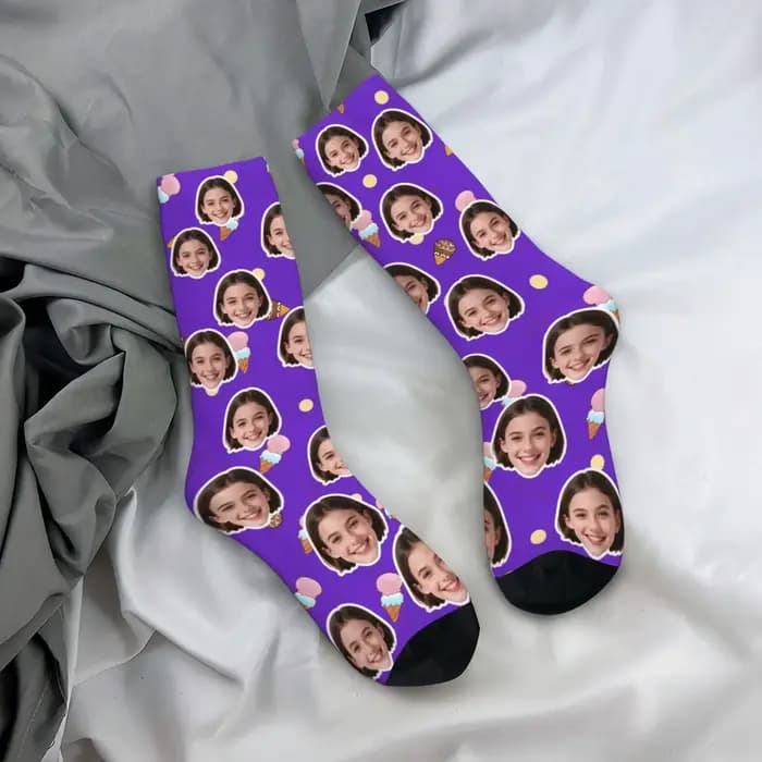 Chaussettes personnalisées en forme de visage, chaussettes unisexes personnalisées à faire soi-même, chaussettes avec photo personnalisée, chaussettes avec photo, chaussettes personnalisées comme cade