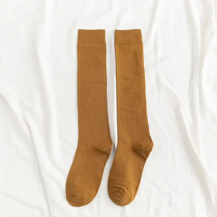 Femmes mollet chaussette coton décontracté genou chaussettes hautes blanc noir couleur unie mode femme fille fête danse