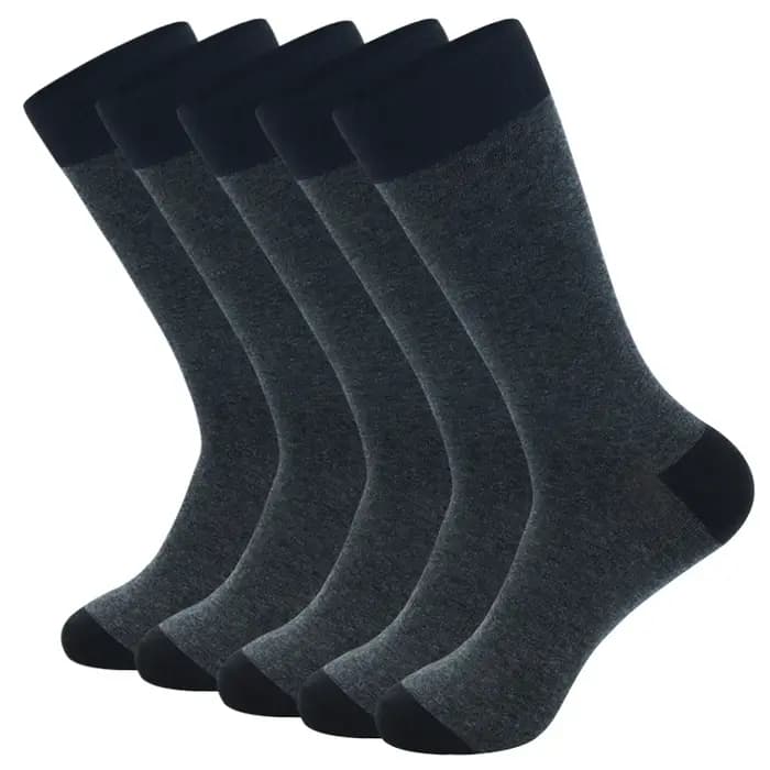 5 paires grande taille mode hommes d'affaires chaussettes de haute qualité rayure noir gris pur