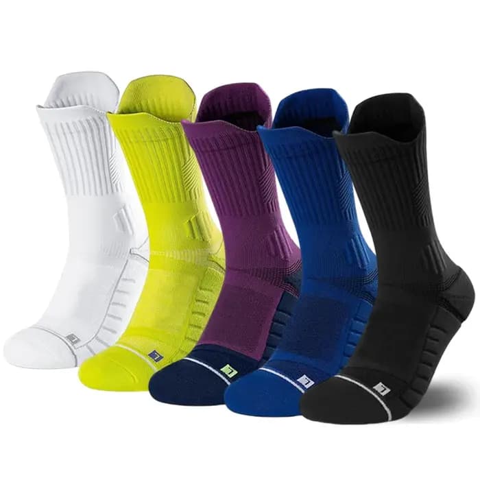 5 paires de chaussettes de sport professionnelles à haute élasticité et fond de serviette rembourré