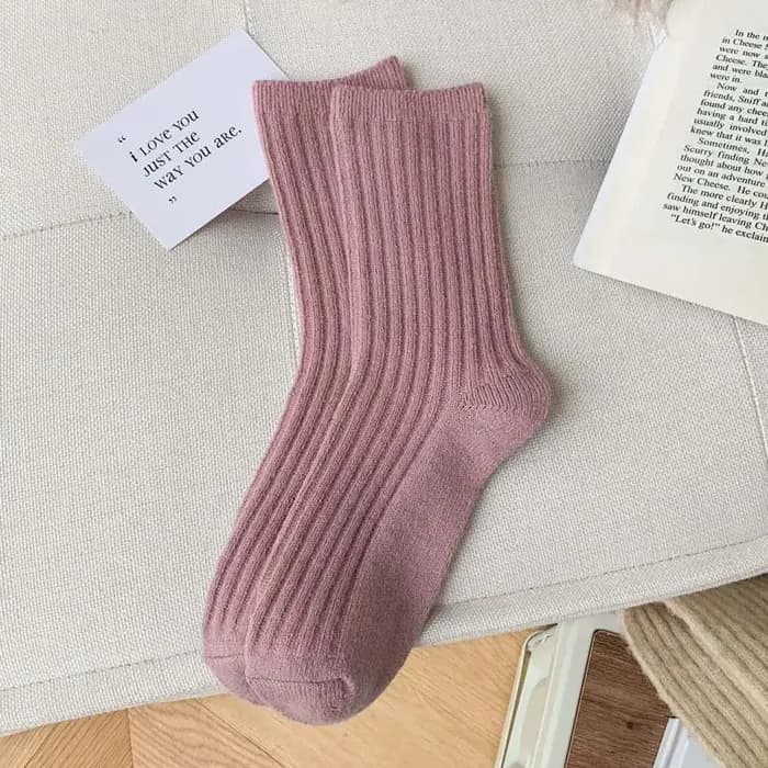 2025 nouveau hiver cachemire laine femmes chaussettes décontracté mode japonaise couleur unie plus épais longue