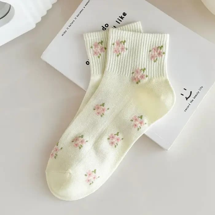 Nouveau rose nœud papillon fleur mignon JK Kawaii chaussettes courtes femmes