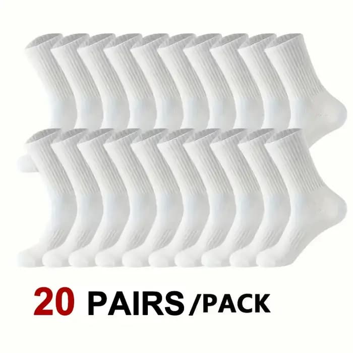 10/20 paires de chaussettes de sport à col rond de couleur unie neutre