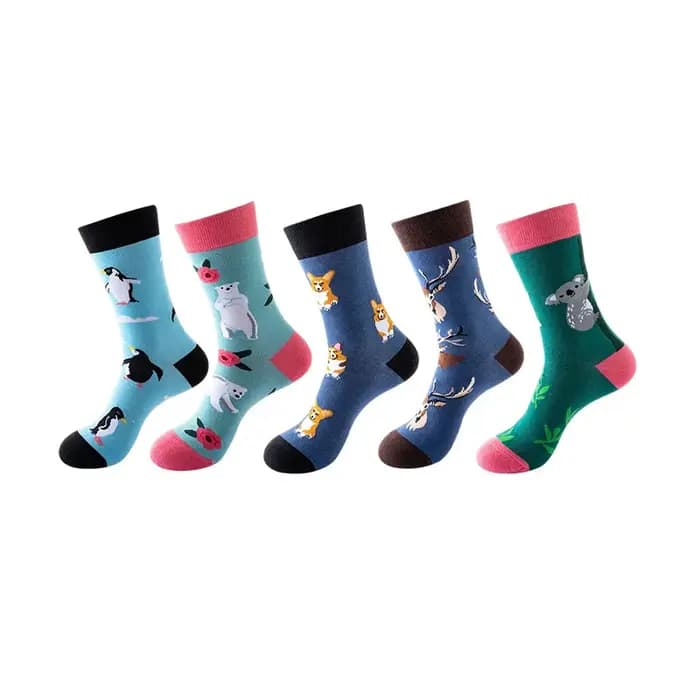 Ensemble de chaussettes tendance 10 pièces (5 paires) | Nouvelles chaussettes unisexes en coton respirant pour le sport, le Style décontracté et Hip Hop, imprimés de nouveauté amusants