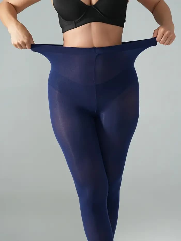 1 paire de collants semi-transparents bleu marine pour femmes