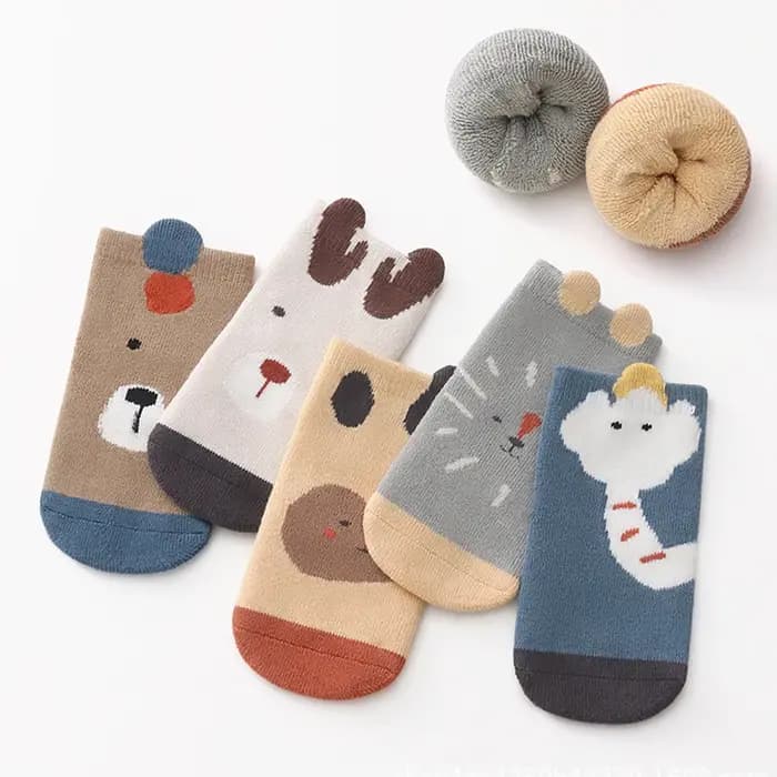 5 paires de chaussettes pour bébé en laine épaisse et rembourrée