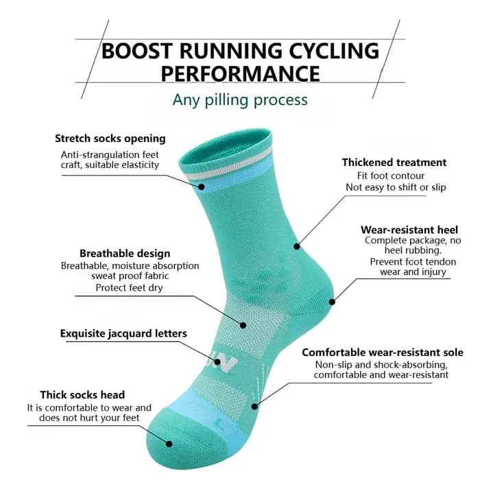 Loogdeel Chaussettes de course professionnelles respirantes à séchage rapide, chaussettes de sport pour marathon, absorbant la sueur, chaussettes élastiques pour le basketball et le cyclisme