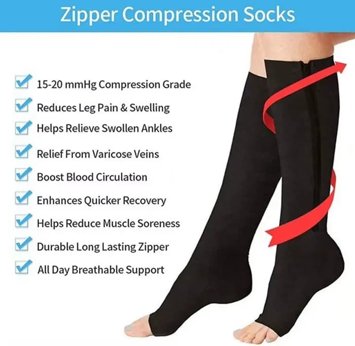 Chaussettes de Compression à fermeture éclair pour hommes et femmes