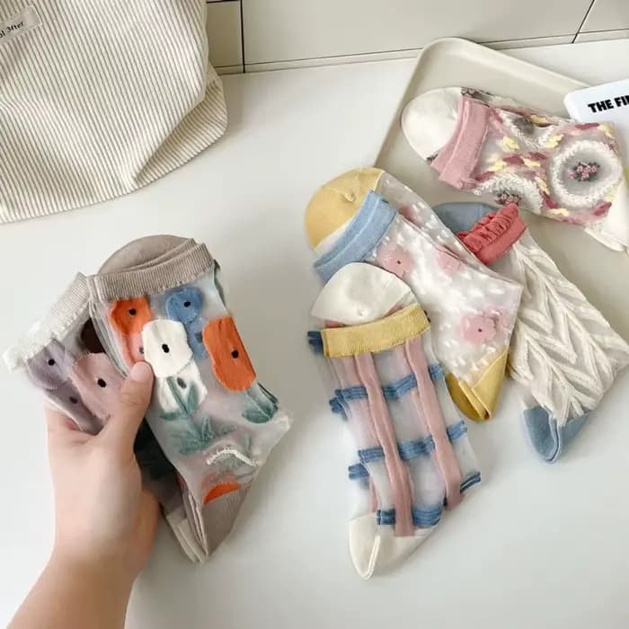 Chaussettes en dentelle transparente respirante pour femmes