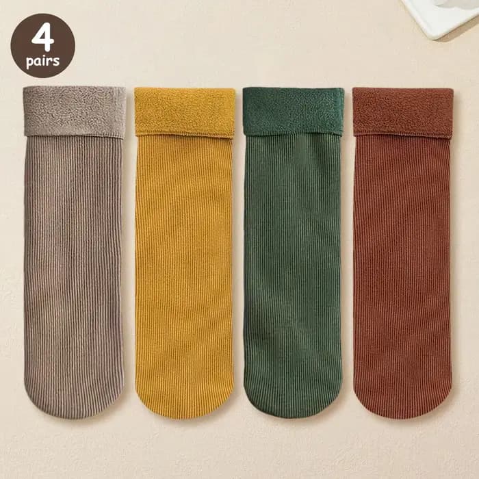4 paires hiver chaud solide femmes chaussettes épaissir
