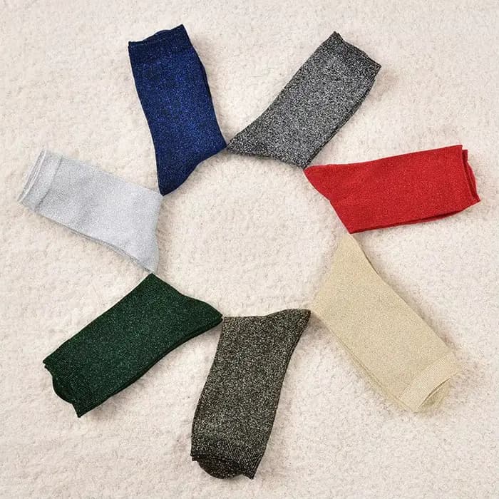 Chaussettes colorées de Style japonais, fil métallique, paillettes scintillantes, chaussettes en perles brillantes, noir, gris, bleu, mignon, cadeau Kawaii de styliste