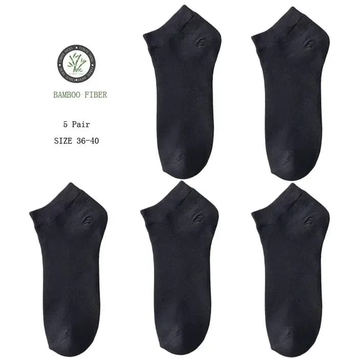 Lot de 5 paires de chaussettes courtes pour femme en fibre de bambou