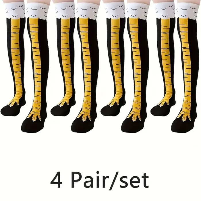 1/2 paires femmes genou chaussettes hautes à la mode dessin animé drôle poulet griffe chaussettes Fitness sport décontracté jambe mince Long Tube chaussettes femmes