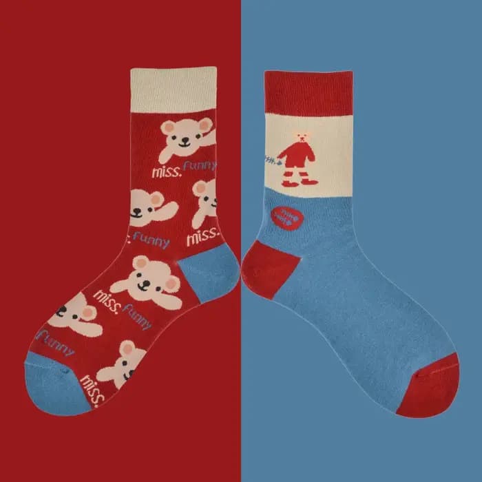 Chaussettes Asymétriques en Coton Peigné pour Femme