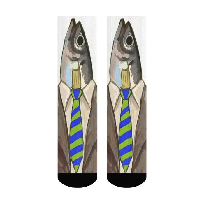 M. Chaussettes pour hommes Fish, antidérapantes, élastiques, respirantes, pour costumes, sports, cyclisme, randonnée, chaussettes de compression amusantes, originales, rétro, tendance
