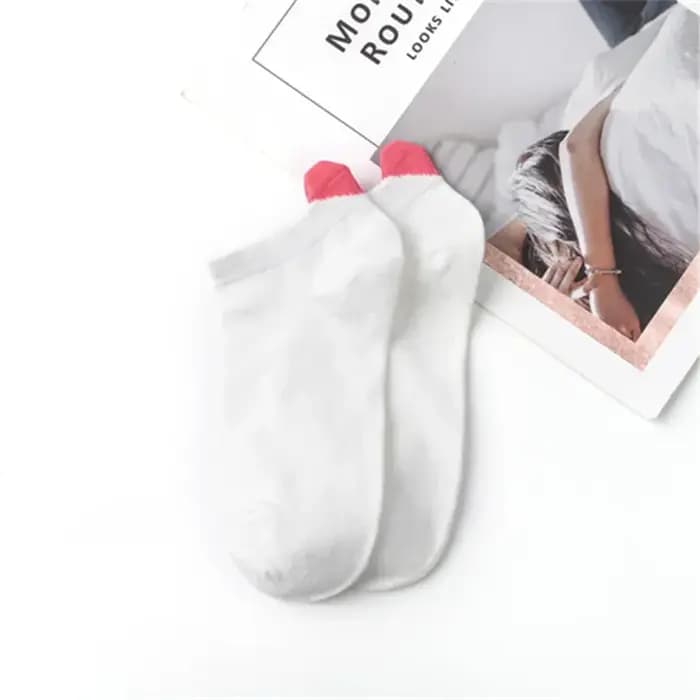 Femmes blanc coeur chaussettes femme coton cheville chaussette mignon