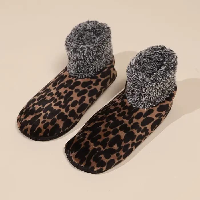 Chaussettes de sol imprimées léopard pour hommes et femmes