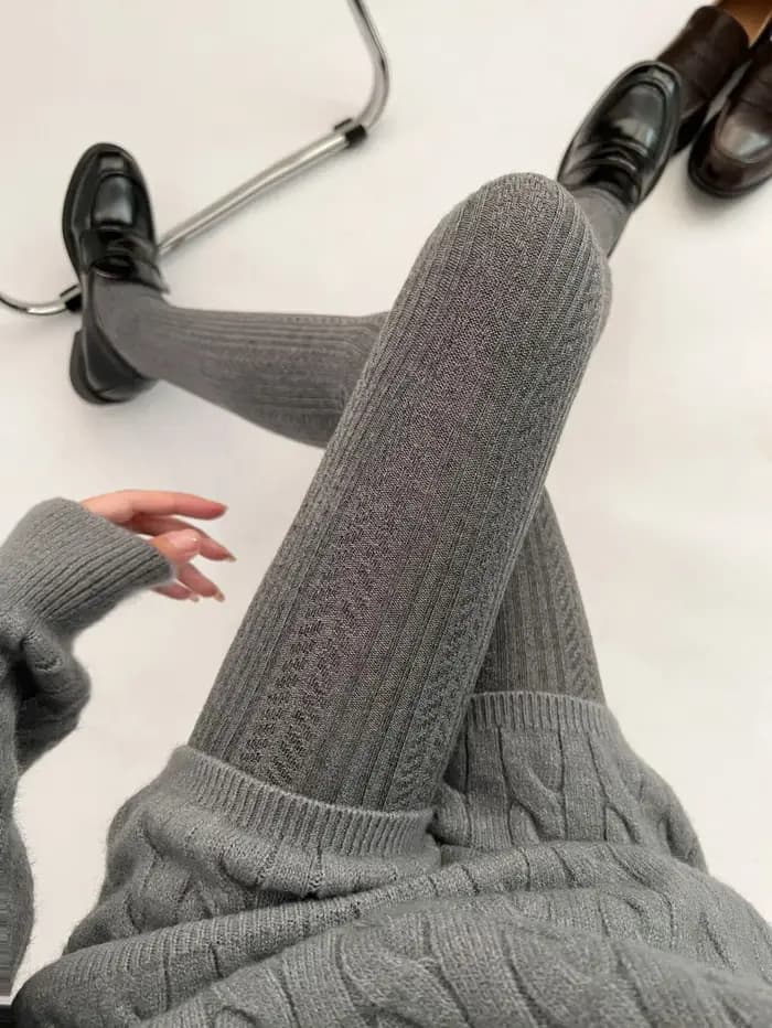 Collants d'hiver en laine de haute qualité pour femmes, base en molleton, tricot jacquard vintage, style japonais, collants à angle droit, mélange de fibres.