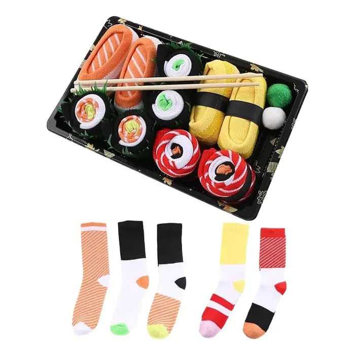 3/4/5 paires de chaussettes à sushi saumon, nouveauté et intéressant, coffret cadeau, Style saison de noël