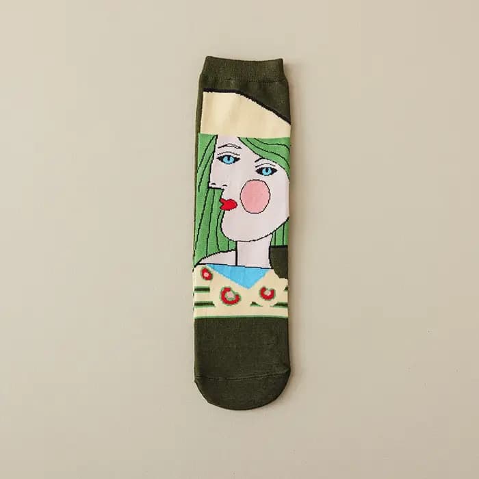 Chaussettes pour femmes Style Picasso créatif à la mode personnalisé Unique dessin animé polyvalent moyen Tube