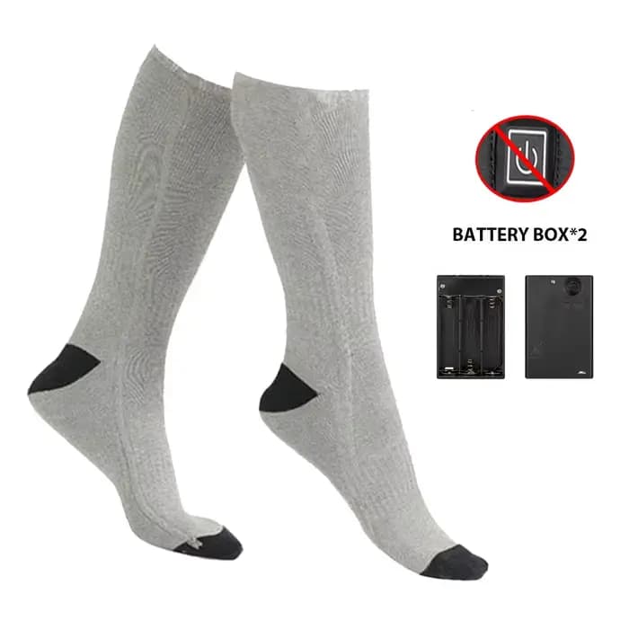 Chaussettes chauffantes avec boîte à piles Anti-froid pour hommes, chauffe-pieds thermique, Camping