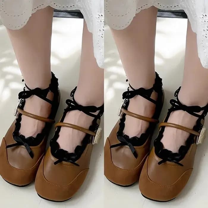 Japonais doux Ballet dentelle cravate sangles bateau chaussettes nœud papillon femmes pantoufle filles Jk Lolita danse moderne danse latine chaussette