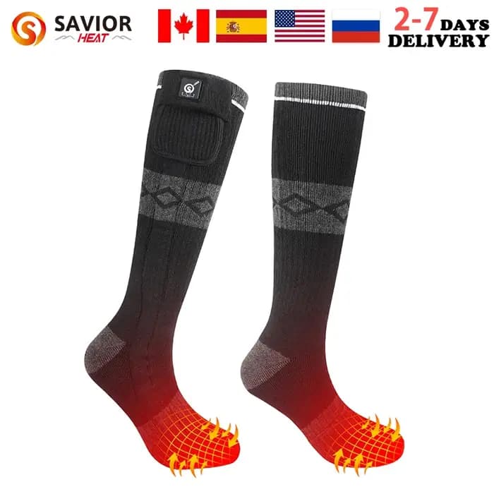Sauveur chaleur hiver chaussettes chauffantes pour hommes bas thermiques femme chauffe-pieds en plein air Ski Trekking moto cyclisme chaussette chauffante