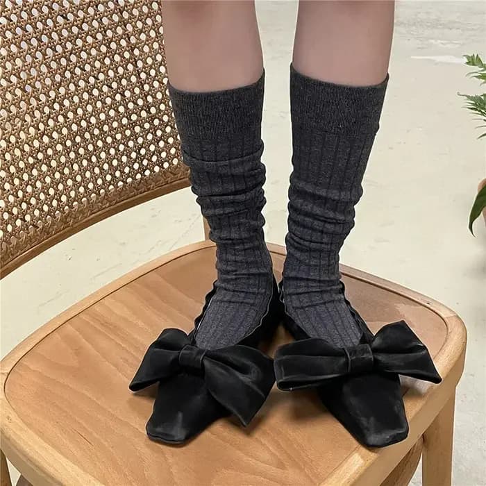 Femmes coton genou chaussettes hautes noir blanc couleur unie mode décontracté mollet chaussette femme fille fête danse