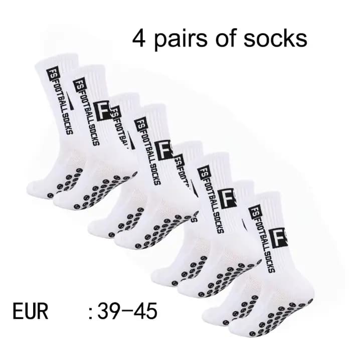 4 paires de chaussettes de football pour hommes avec poignée, chaussettes athlétiques antidérapantes