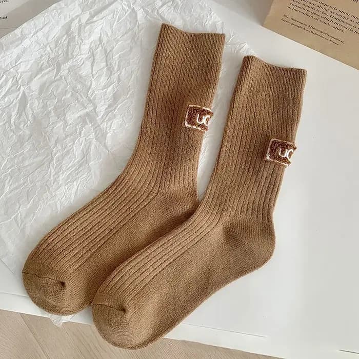 1/3 paires hiver épais chaud rembourré chaussettes couleur unie mi-mollet