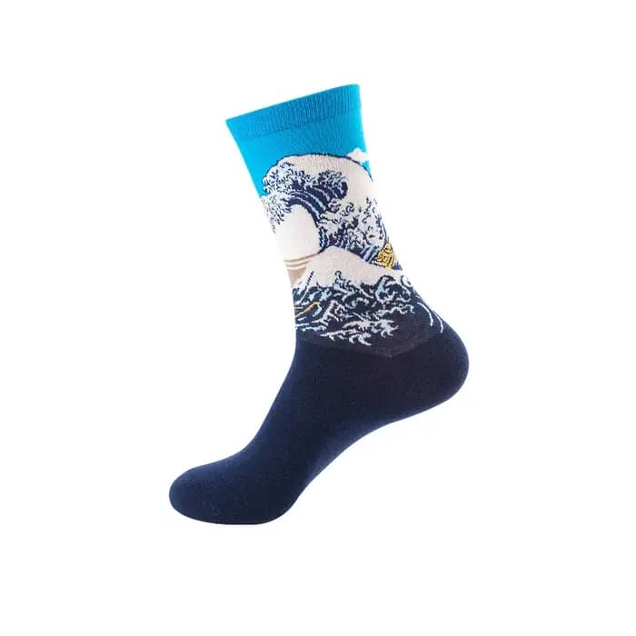 1 paire hommes coton rétro abstrait peinture à l'huile Art chaussettes Shout moderne Van Gogh nuit étoilée bonne