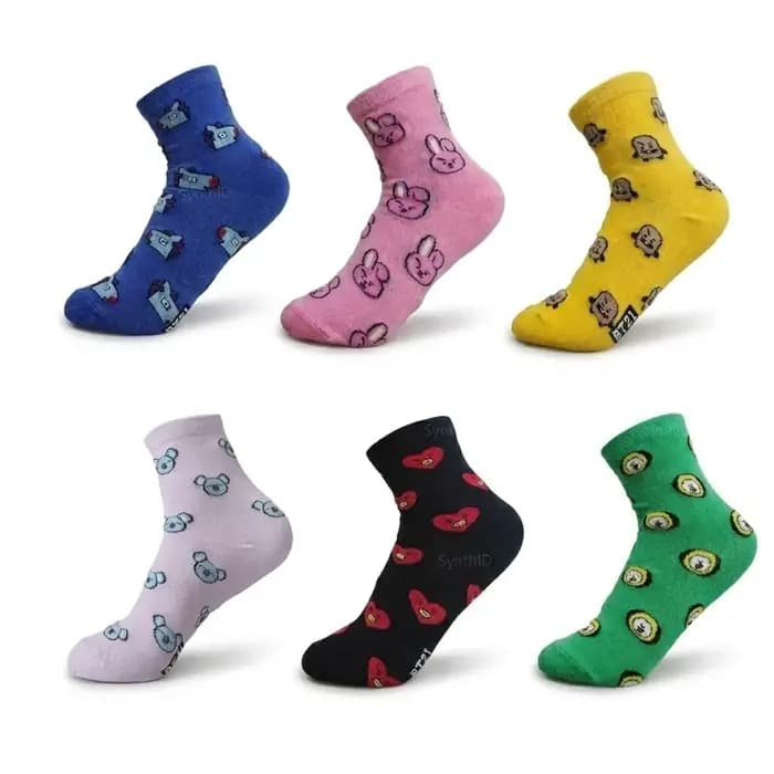 Koya RJ Cooky Shooky Chaussettes mi-mollet créatives à imprimé dessin animé pour couple, chaussettes longues chaudes automne-hiver