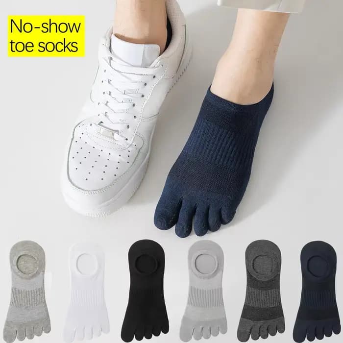 3 Paires de chaussettes anti-odeur respirantes à 5 orteils pour hommes – Chaussettes d'été en maille de coton fine avec séparateur d'orteils pour l'absorption de la sueur 