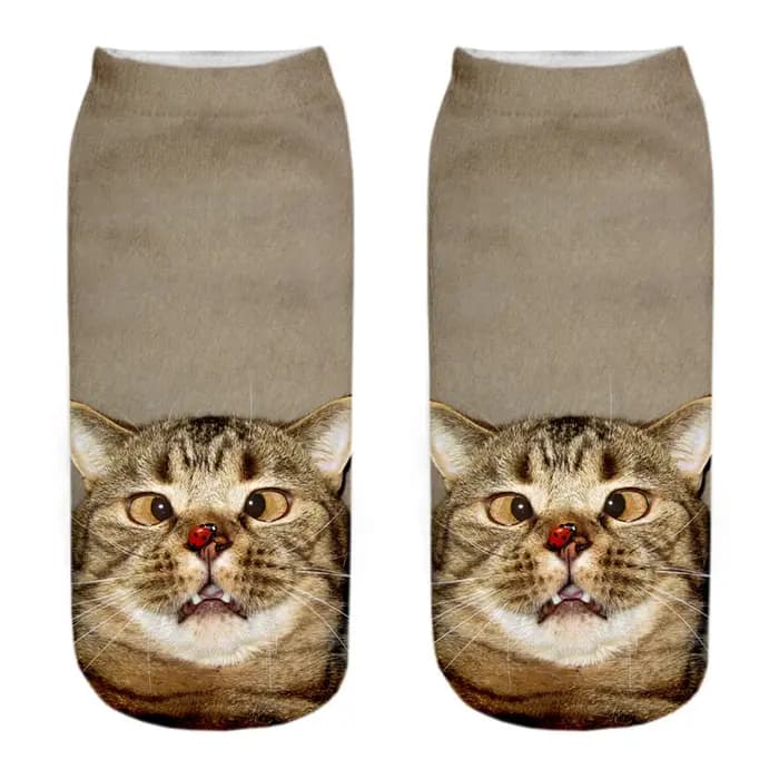 Nouveau chaud impression 3D drôle mignon dessin animé chaton unisexe chaussettes courtes créatif coloré Multiple chat