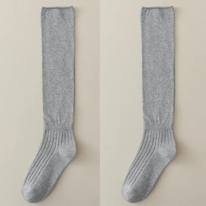 Chaussettes en coton pour femmes, nouvelle collection automne décontractée, Simple, couleur unie, chaussettes chaudes d'hiver pour femmes, Style coréen au-dessus du genou