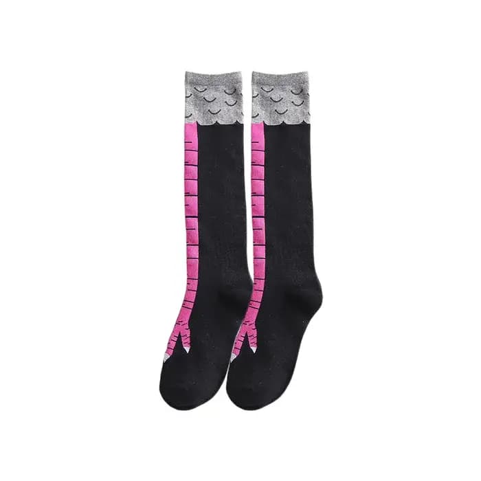 Chaussettes pour femmes originales à motif pattes de poulet et d'autruche