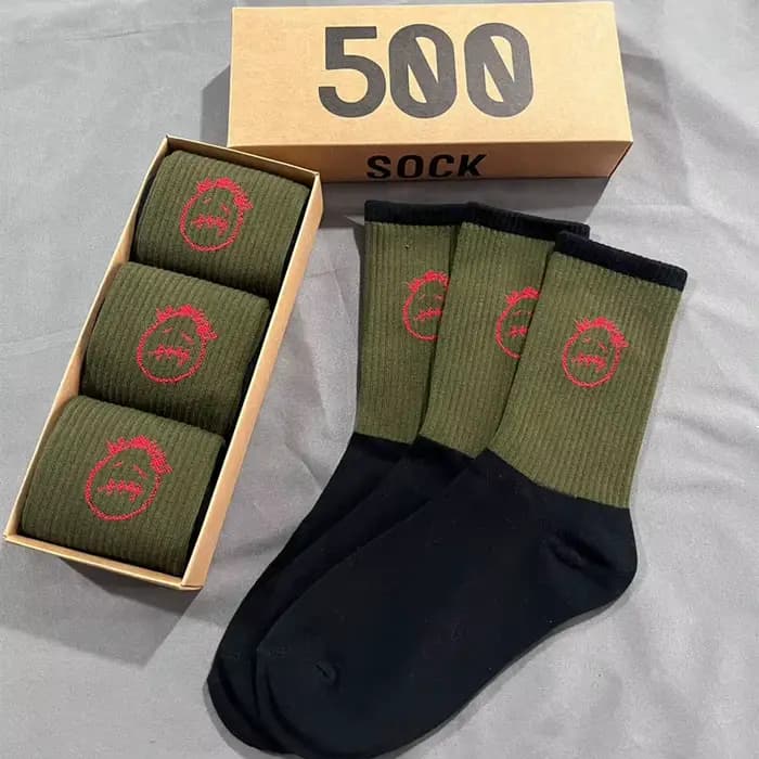 3 paires de coffrets cadeaux avec lettres patchwork chaussettes de sport confortables pour hommes pour skateboard