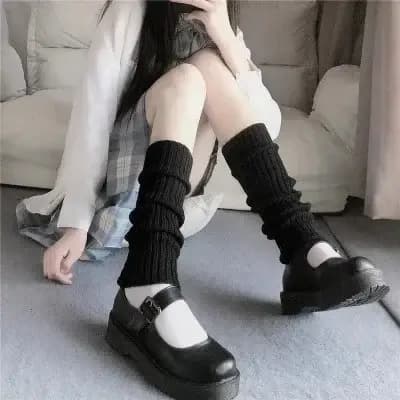 Jambières Lolita pour femme, chaussettes chaudes, couvre-pieds, blanc, noir, chaussettes au crochet pour femme, poignets de botte, 40 cm, 50 cm, 70cm, automne, hiver